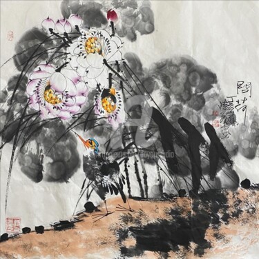 「Talk with the lotus…」というタイトルの絵画 Dayou Luによって, オリジナルのアートワーク, 顔料