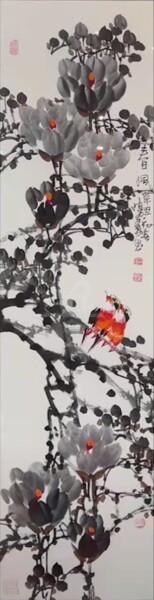 Painting titled "Wing in the spring…" by Dayou Lu, Original Artwork, Pigments
