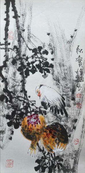 Pittura intitolato "Harvest in the autu…" da Dayou Lu, Opera d'arte originale, pigmenti