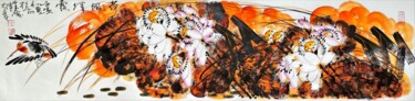 Malarstwo zatytułowany „Wind through lotus…” autorstwa Dayou Lu, Oryginalna praca, Pigmenty