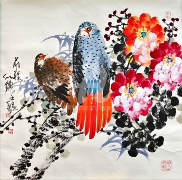 Schilderij getiteld "Bright future 前程似锦…" door Dayou Lu, Origineel Kunstwerk, pigmenten