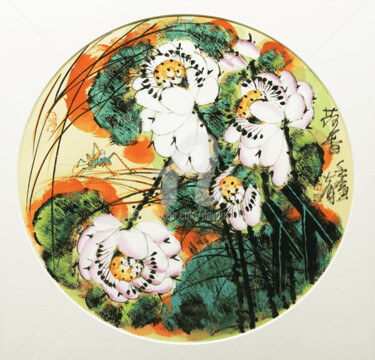 Malarstwo zatytułowany „Fragrance of lotus…” autorstwa Dayou Lu, Oryginalna praca, Pigmenty
