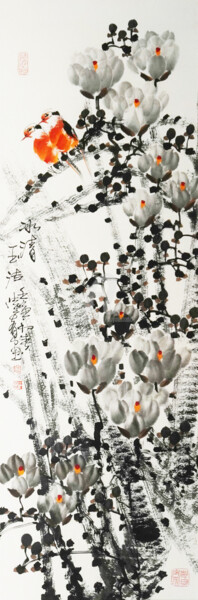 Painting titled "Pure white 冰清玉洁 （No…" by Dayou Lu, Original Artwork, Pigments