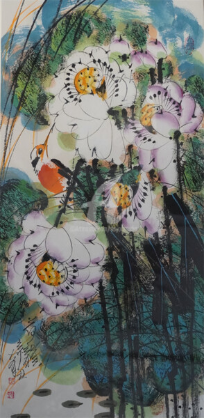 Pittura intitolato "Rhythm of the Lotus…" da Dayou Lu, Opera d'arte originale, pigmenti