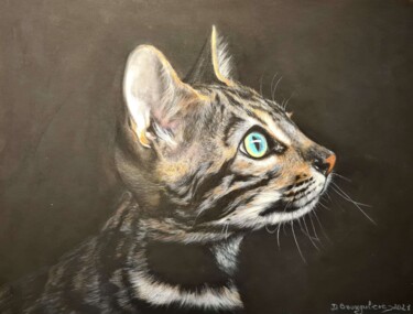 Painting titled "Cat Original Large…" by Deimante Bruzguliene, Original Artwork, Pastel