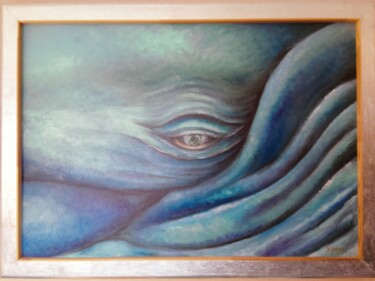 Peinture intitulée "L'oeil de l' océan" par Dchalain, Œuvre d'art originale, Huile Monté sur Châssis en bois