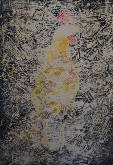 Malarstwo zatytułowany „A Rooster” autorstwa Kalender Atakul, Oryginalna praca, Akryl