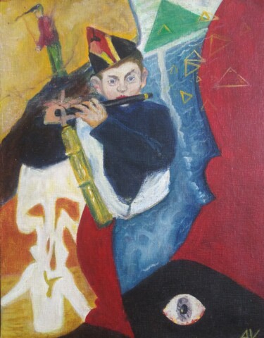 Painting titled "the last tune" by Ariel Velez, Original Artwork, Oil