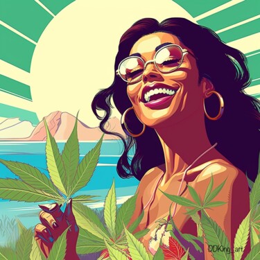 Digital Arts titled "Weed Girl" by Ddking, Original Artwork, AI generated image