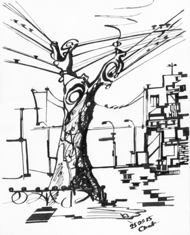 Drawing titled "tree, 25 March 2015" by Dea Lieotto, Original Artwork, Ink