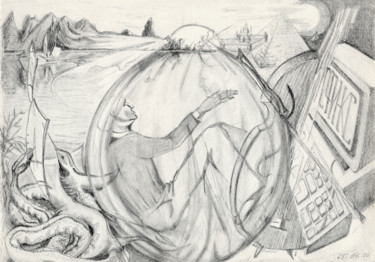 Рисунок под названием "The egg of the Sphi…" - Dea Lieotto, Подлинное произведение искусства, Карандаш