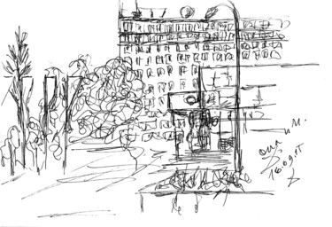 Rysunek zatytułowany „Oka's hotel. Nizhny…” autorstwa Dea Lieotto, Oryginalna praca, Długopis