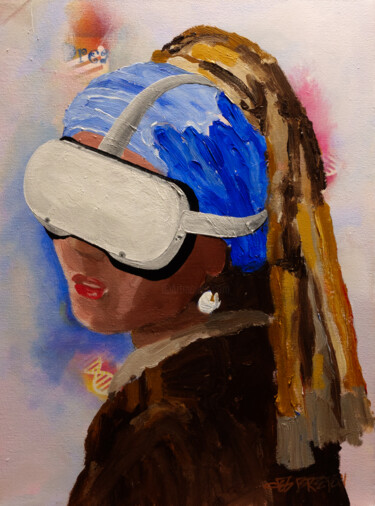 Pittura intitolato "Vermeer’s Virtual P…" da Deb Breton, Opera d'arte originale, Acrilico Montato su Telaio per barella in l…