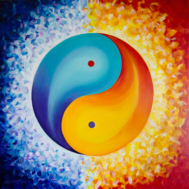Pintura titulada "Finding Balance Tao…" por Deb Breton, Obra de arte original, Acrílico Montado en Bastidor de camilla de ma…