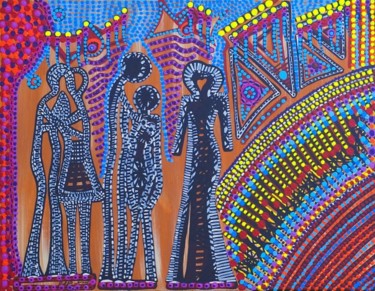 Peinture intitulée "Women meeting Mirit…" par Mirit Ben-Nun, Œuvre d'art originale, Acrylique