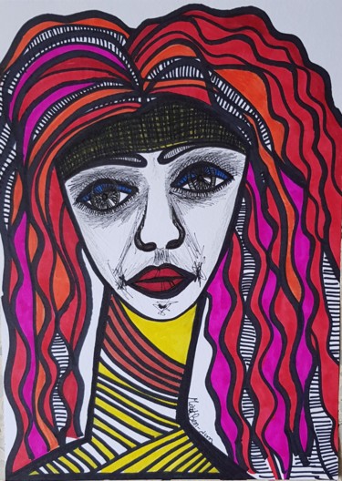 Desenho intitulada "Woman artist Israel…" por Mirit Ben-Nun, Obras de arte originais, Tinta