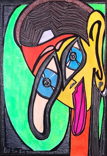 Tekening getiteld "Masks Woman jewish…" door Mirit Ben-Nun, Origineel Kunstwerk, Inkt