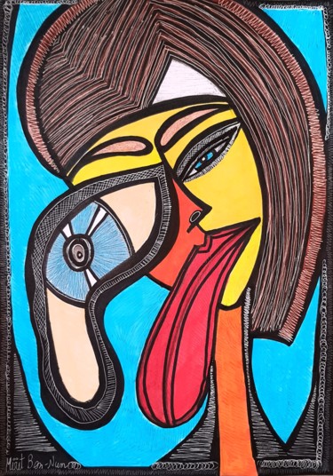 Tekening getiteld "Woman jewish painti…" door Mirit Ben-Nun, Origineel Kunstwerk, Inkt