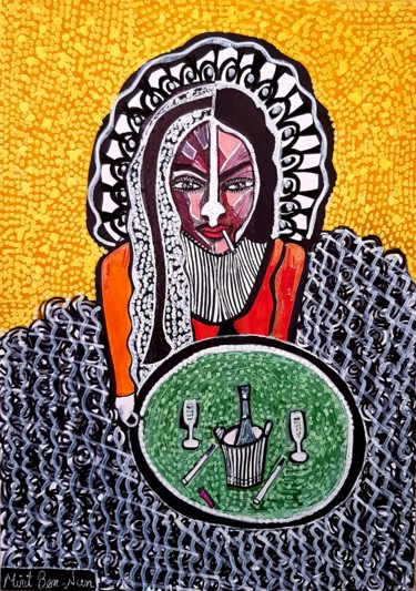 Schilderij getiteld "Woman jewish origin…" door Mirit Ben-Nun, Origineel Kunstwerk, Inkt