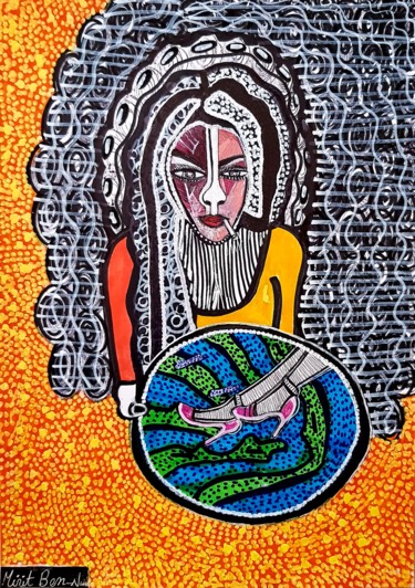 Картина под названием "Israeli art Mirit B…" - Mirit Ben-Nun, Подлинное произведение искусства, Чернила