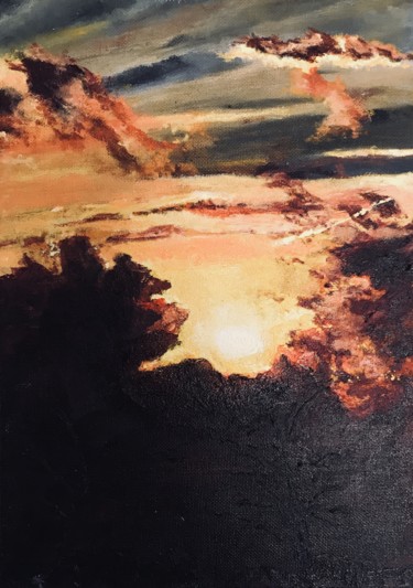 Painting titled "BRIGHT AT SUNDOWN" by Rebecca De Figueiredo, Original Artwork, Oil