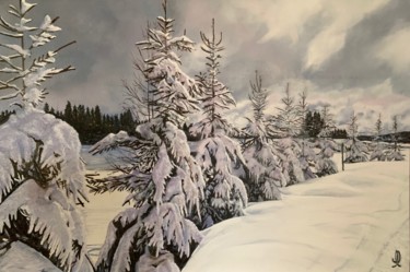 Painting titled "SAPINS DU REVARD, S…" by Aline Morancho, Original Artwork, Oil