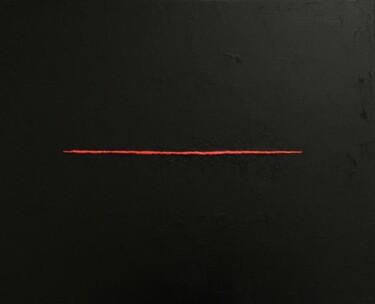 Schilderij getiteld "Red line" door Deefool, Origineel Kunstwerk, Acryl Gemonteerd op Frame voor houten brancard