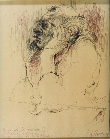 Disegno intitolato "reverie-aigre-matin…" da Jacques Deffontaine, Opera d'arte originale, Inchiostro