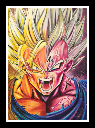 Drawing titled "Goku/vegeta" by Defou-Aerographie, Original Artwork, Pencil