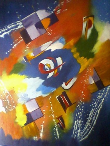 Peinture intitulée "monde_fiesta" par Mounir Dehane, Œuvre d'art originale, Huile