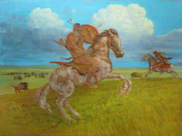 Malerei mit dem Titel "Landscape 9" von Dejan Djurovic, Original-Kunstwerk, Öl Auf Keilrahmen aus Holz montiert