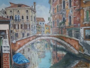 Peinture intitulée "ponte del mondo novo" par Dejan Gulicoski, Œuvre d'art originale, Huile Monté sur Châssis en bois