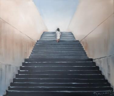 Schilderij getiteld "stairway to heaven" door Dejan Gulicoski, Origineel Kunstwerk, Olie Gemonteerd op Frame voor houten bra…