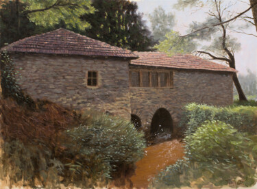 Pittura intitolato "Watermill" da Dejan Trajkovic, Opera d'arte originale, Olio