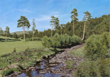 Peinture intitulée "Verdant Meadow With…" par Dejan Trajkovic, Œuvre d'art originale, Huile Monté sur Châssis en bois