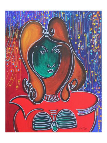 Painting titled "girl-80x100-cm-acry…" by Dek, Original Artwork, Acrylic