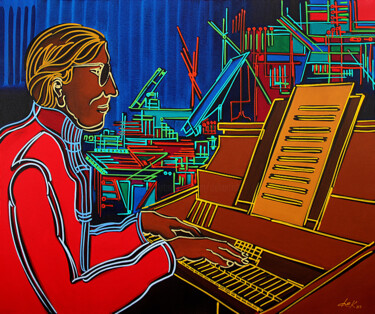 Painting titled "the pianist in the…" by Dek, Original Artwork, Acrylic