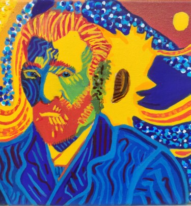 Malarstwo zatytułowany „Van Gogh et son ore…” autorstwa Artedelph, Oryginalna praca, Akryl Zamontowany na Drewniana rama nos…