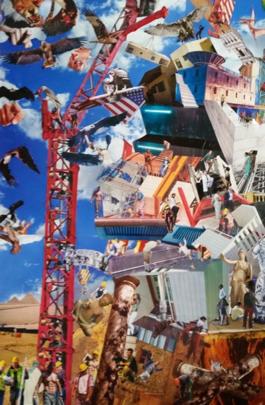 Collages intitolato "La nouvelle tour de…" da Sy-Mo-Vi, Opera d'arte originale, Collages Montato su Vetro