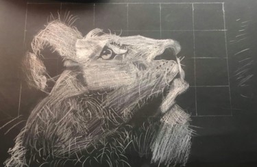 Dibujo titulada "« Lion en cage »" por Ppaul, Obra de arte original, Lápiz