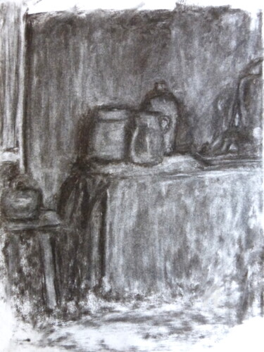 Рисунок под названием "Academie 6" - Remi Delaplace, Подлинное произведение искусства, Древесный уголь