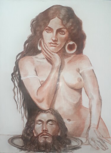 Drawing titled "Salomé" by Delarivière, Original Artwork, Conté