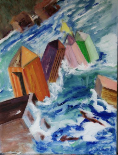 Malerei mit dem Titel "Réchauffement clima…" von Christian Delavelle, Original-Kunstwerk, Acryl