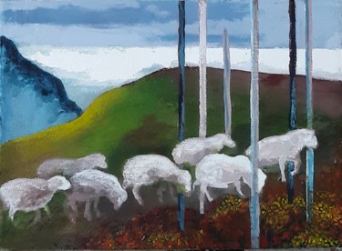 제목이 "Crépuscule en monta…"인 미술작품 Christian Delavelle로, 원작, 아크릴 나무 들것 프레임에 장착됨