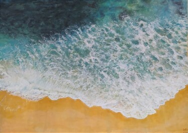 Картина под названием "Solitary beach" - Della Camilleri, Подлинное произведение искусства, Акрил