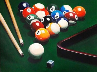Painting titled "Billiards" by Della Camilleri, Original Artwork, Acrylic