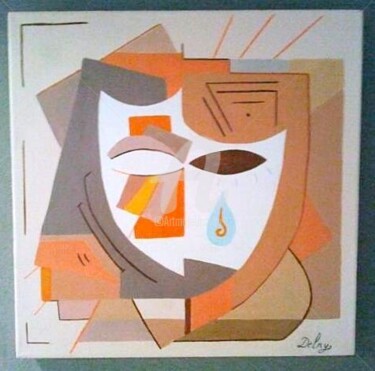 Pittura intitolato "Le masque qui pleure" da Delny, Opera d'arte originale, Acrilico
