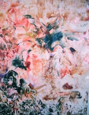 Painting titled "fresco detail 8" by Delphine Bernard, Original Artwork, Acrylic