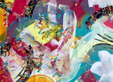 「Bubble Love」というタイトルの絵画 Delphine Bernardによって, オリジナルのアートワーク, アクリル ウッドストレッチャーフレームにマウント