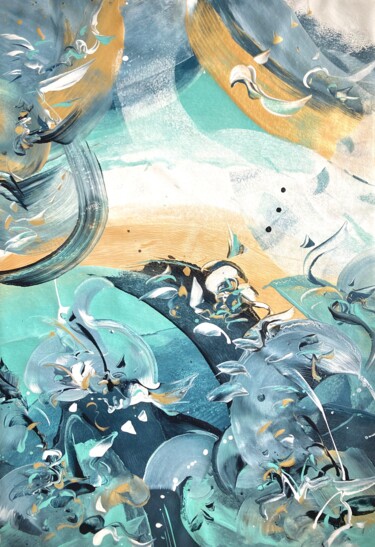 Malerei mit dem Titel "SURFING THE STORM" von Delphine Bernard, Original-Kunstwerk, Acryl Auf Keilrahmen aus Holz montiert